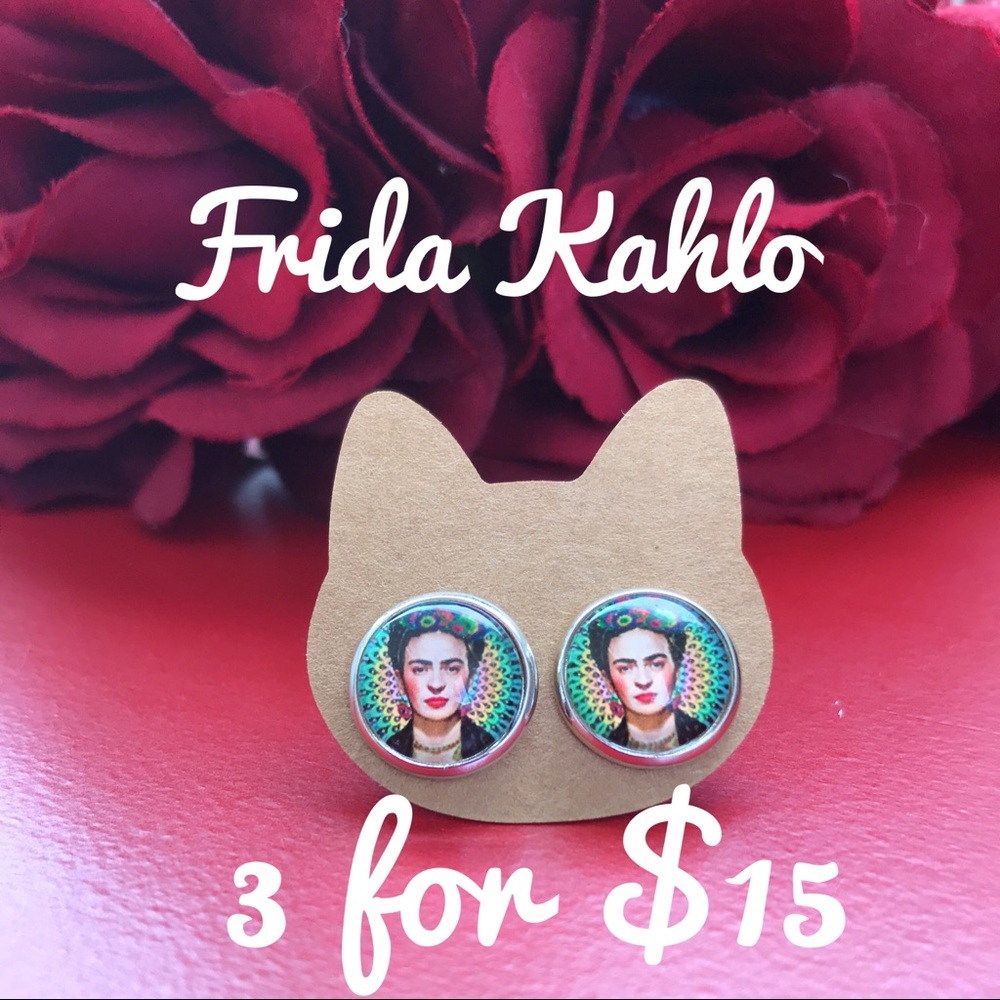 3 for $15 Frida Kahlo Dome Stud Earrings NWT